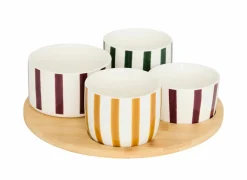 Hapjes|Aperoset Cheri Ø25cm - bamboe & porselein - multicolor