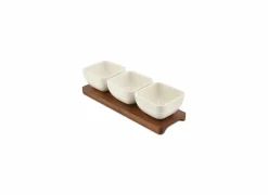 Aperoset Cucina 4-delig 25x8x6,5cm - stoneware - wit- Hapjes
