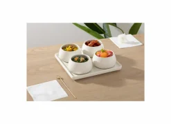 Hapjes|Aperoset Nora 5st Ø21x6,80cm - aardewerk - wit