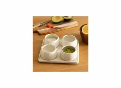 Hapjes|Aperoset Nora 5st Ø21x6,80cm - aardewerk - wit