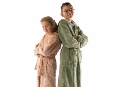 Tiseco Badjas Delux  110/116 - flanel - sea green- Badjassen