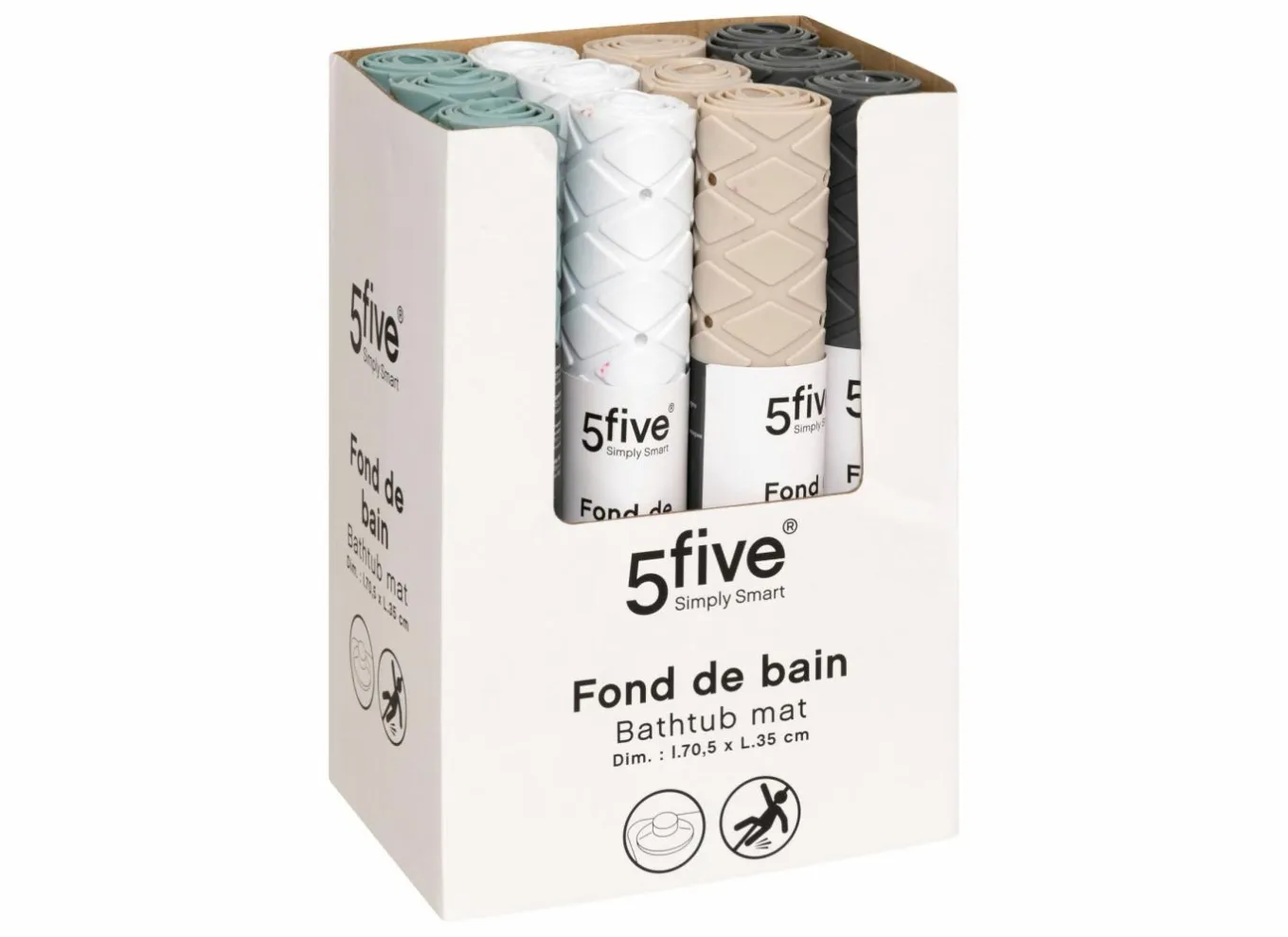 Antislipmatten|Badmat antislip 69x39cm - kunststof - multicolor