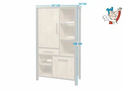 Barkasten|Barkasten|Barkast 107cm - decor - oranje teakhout & matzwart