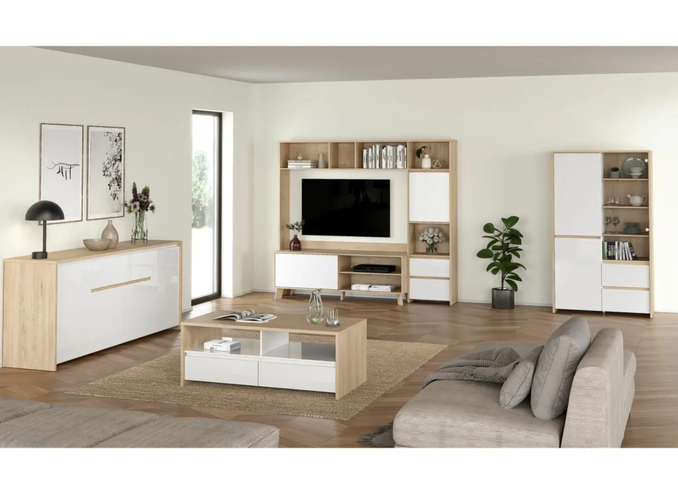 Barkasten|Barkasten|Barkast Next 100cm - decor - wit/jackson hickory