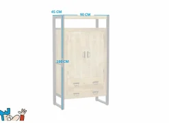 Barkast Sanguine 90cm - mango massief - natuur- Barkasten|Barkasten