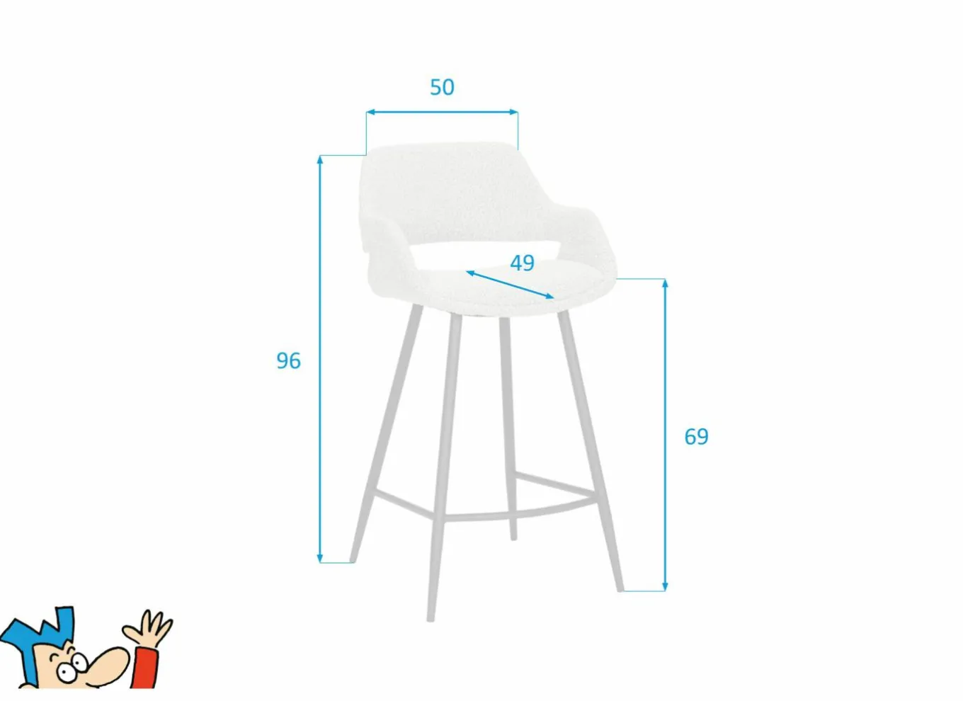 Barstoelen|Barstoel Aim ZH69cm - stof - grijs