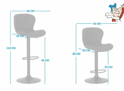Barkrukken|Barstoelen|Barstoel Jukebox ZH63-84cm - lederlook - antraciet