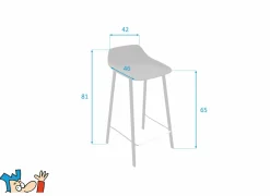 Perfecta Barstoel Louis ZH65cm - kunststof - zwart- Barkrukken|Barstoelen