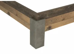 Bed Attaylar 160x200cm - decor - oldwood vintage & donkergrijs- Tweepersoonsbedden