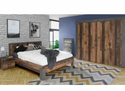 Bed Attaylar 160x200cm - decor - oldwood vintage & donkergrijs- Tweepersoonsbedden