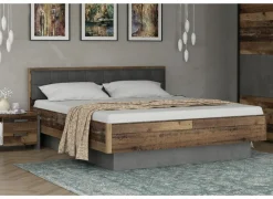 Tweepersoonsbedden|Bed Clif 180x200cm - decor - old wood & beton