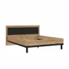 Tweepersoonsbedden|Bed Dalate 160x200cm - decor - kastanje eik & mat zwart