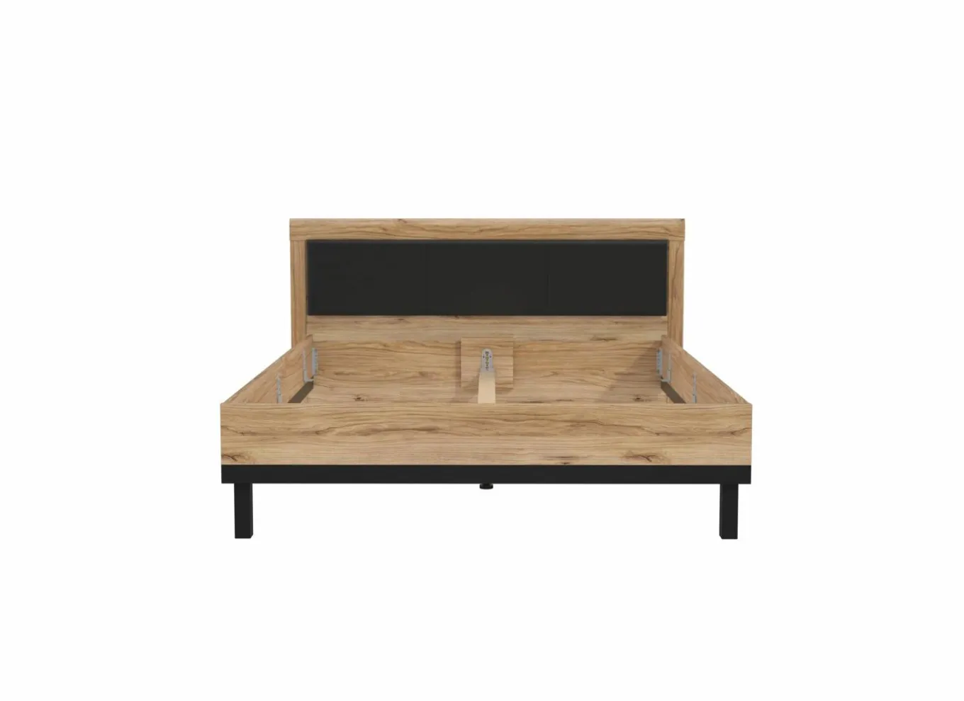 Tweepersoonsbedden|Bed Dalate 160x200cm - decor - kastanje eik & mat zwart