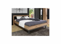 Tweepersoonsbedden|Bed Dalate 160x200cm - decor - kastanje eik & mat zwart