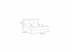 Tweepersoonsbedden|Bed Dalate 160x200cm - decor - kastanje eik & mat zwart