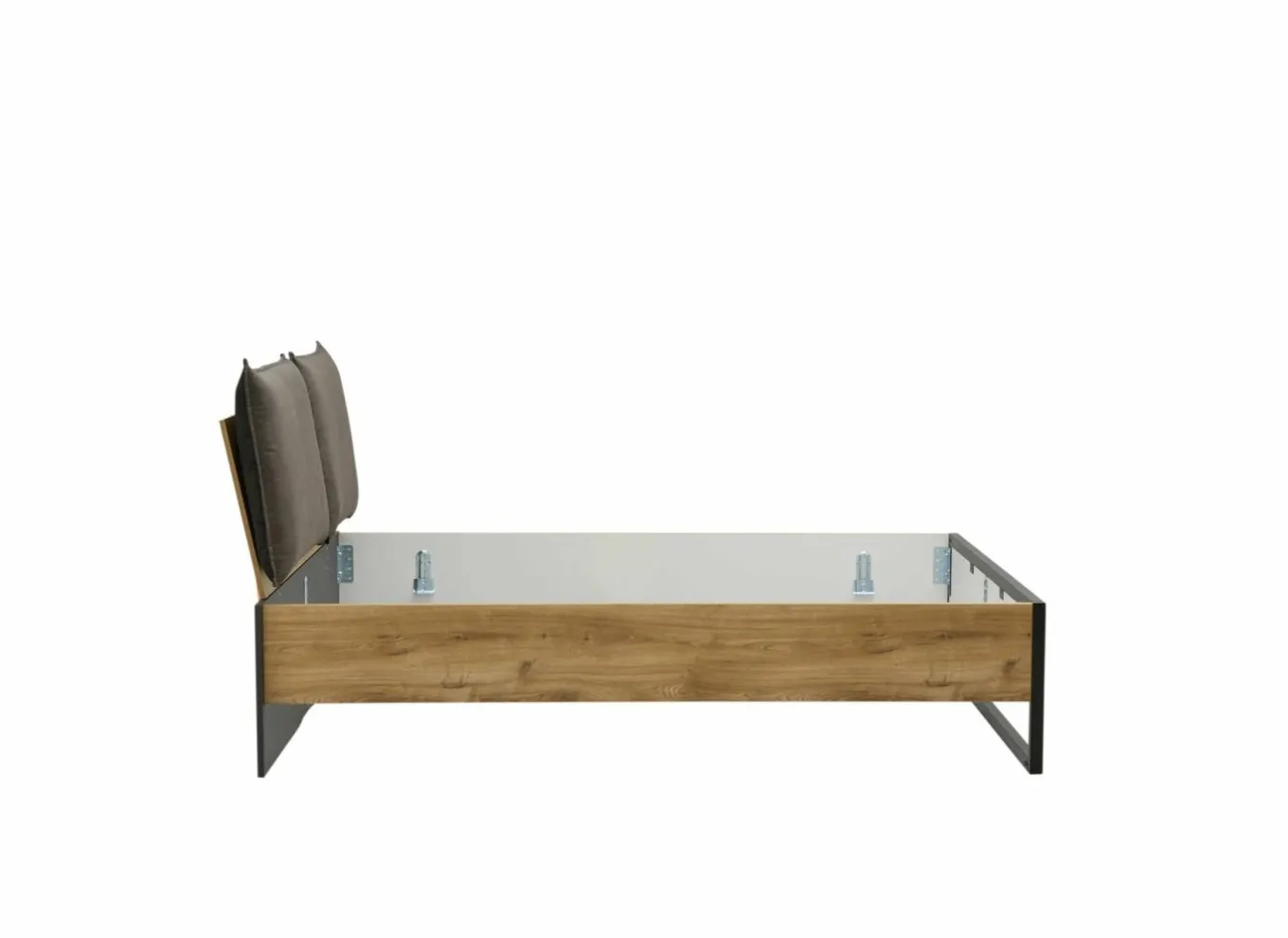 Tweepersoonsbedden|Bed Detroit II 160x200cm - decor - eik & zwart staal