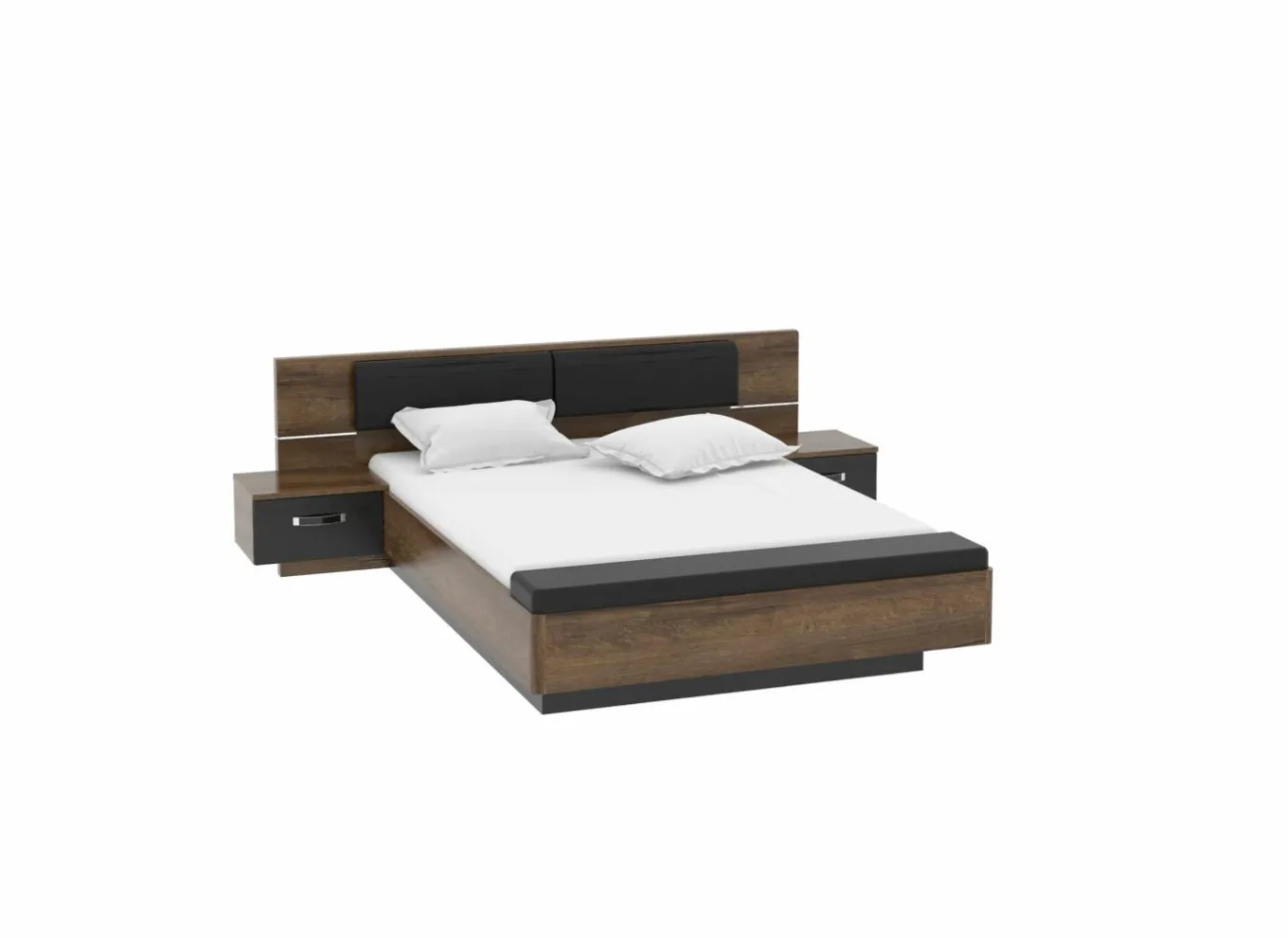 Tweepersoonsbedden|Bed Dolce 160x200cm - decor - mud oak & black oak