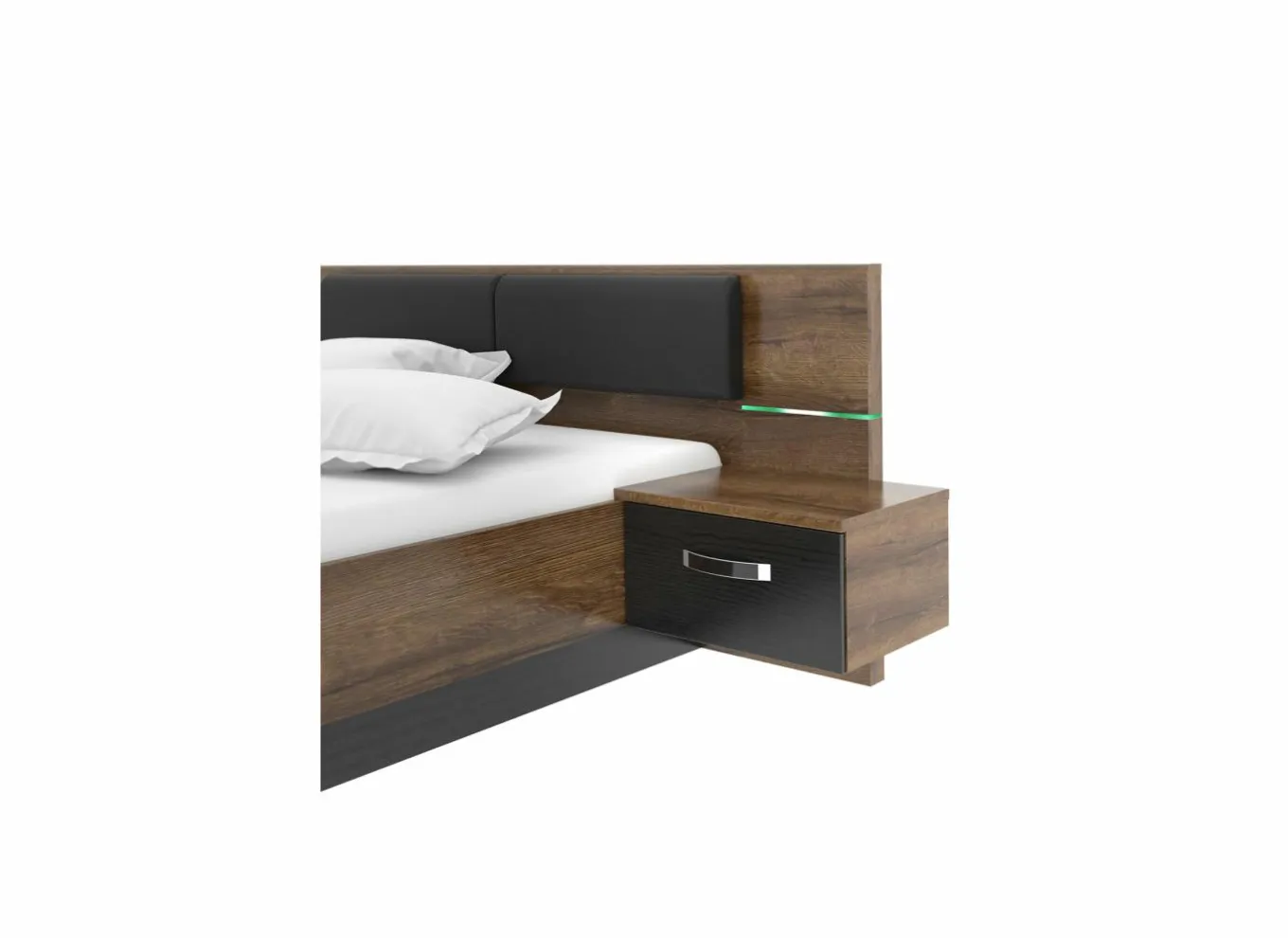 Tweepersoonsbedden|Bed Dolce 160x200cm - decor - mud oak & black oak
