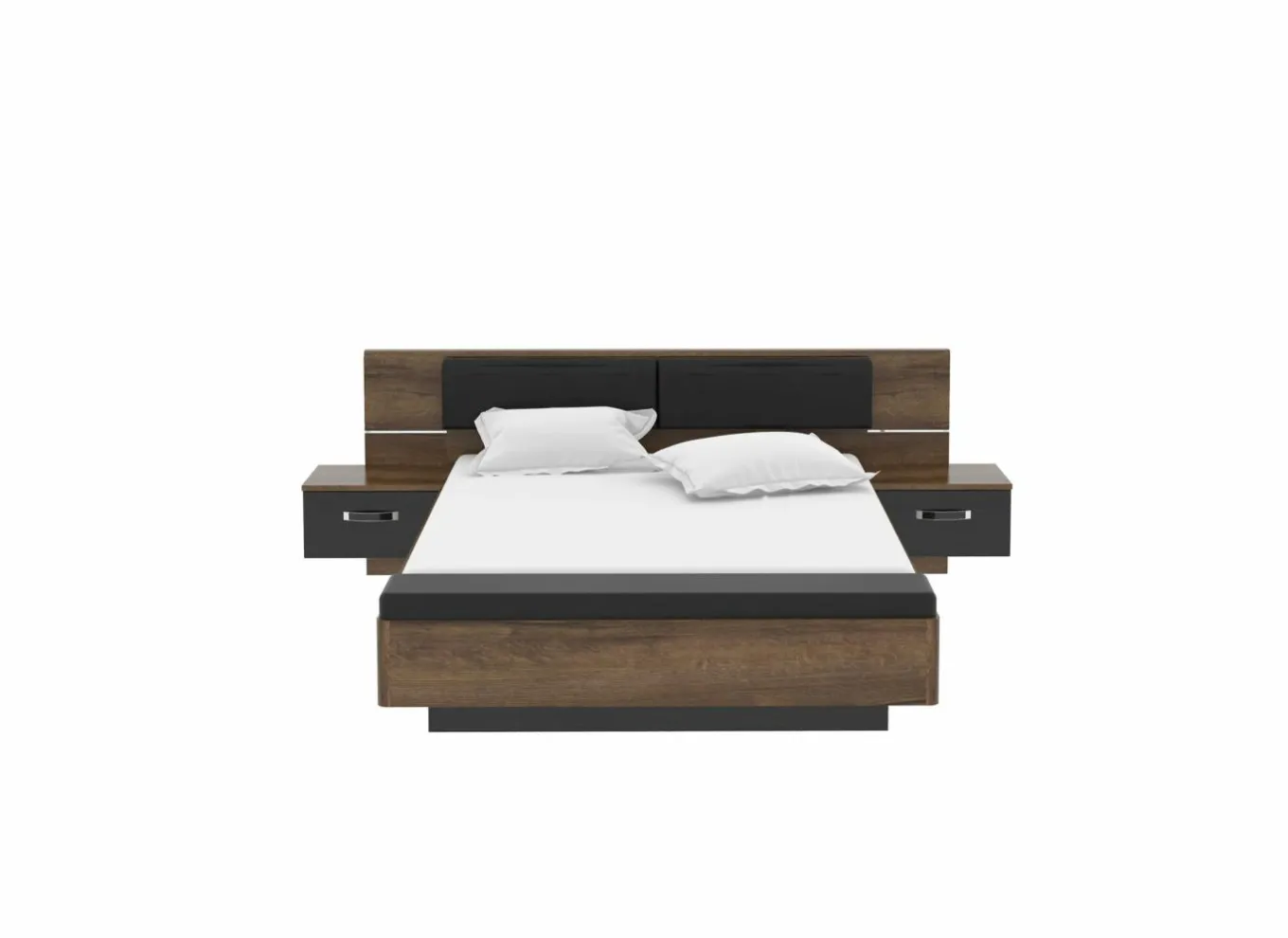 Tweepersoonsbedden|Bed Dolce 160x200cm - decor - mud oak & black oak