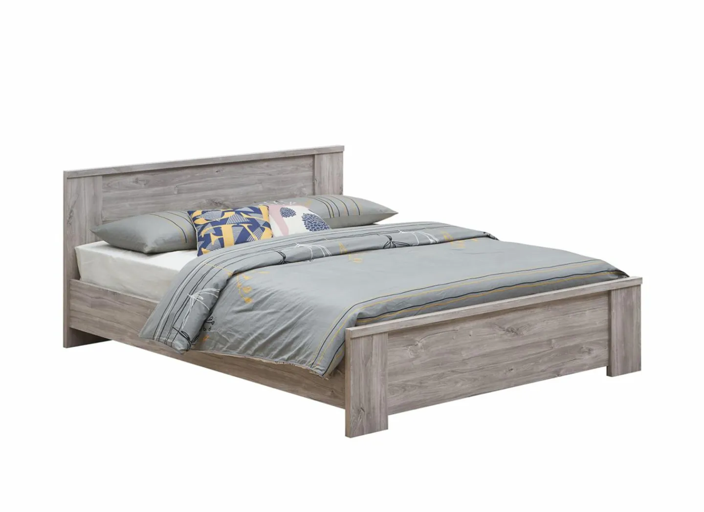 Bed Elias 140x200cm - decor - grijze eik- Tweepersoonsbedden