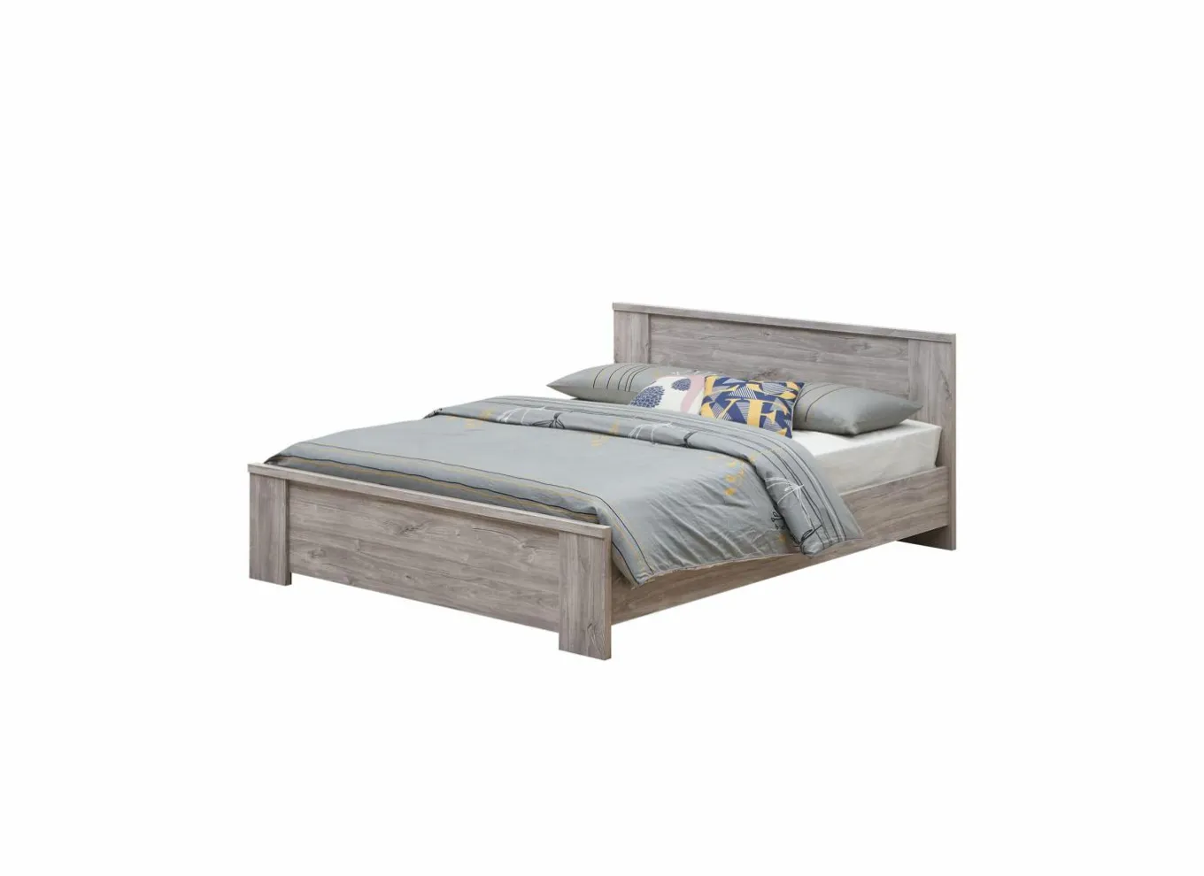 Tweepersoonsbedden|Bed Elias 160x200cm - decor - grijze eik