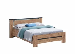 Tweepersoonsbedden|Bed Elsa 160x200cm - decor - industral oak & black