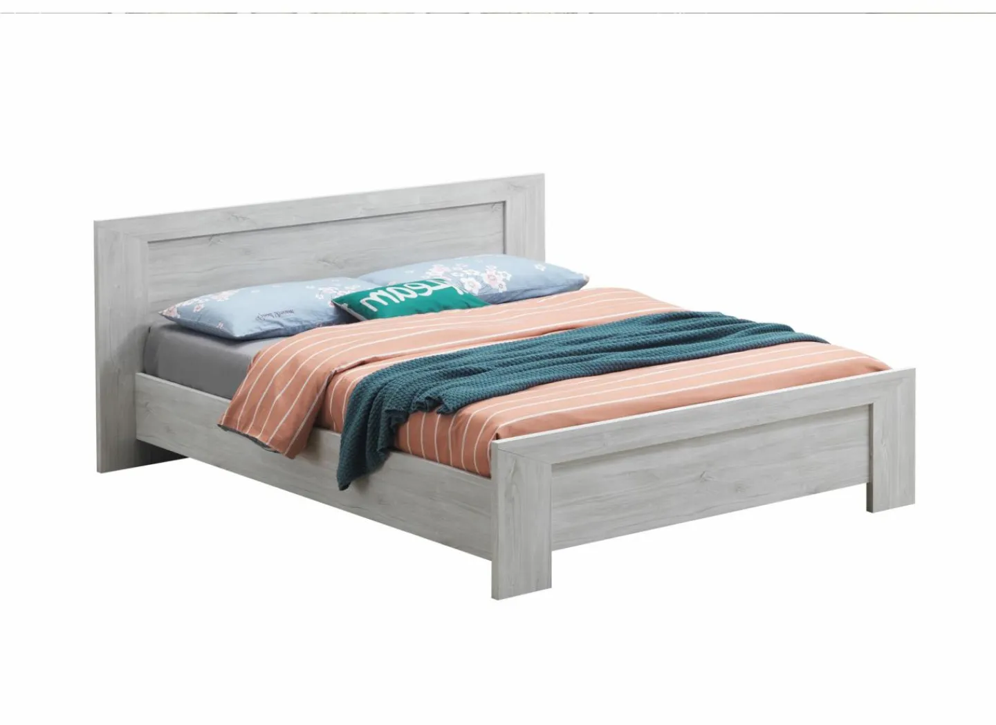 Bed Elvis 160x200cm - decor - witte eik- Tweepersoonsbedden