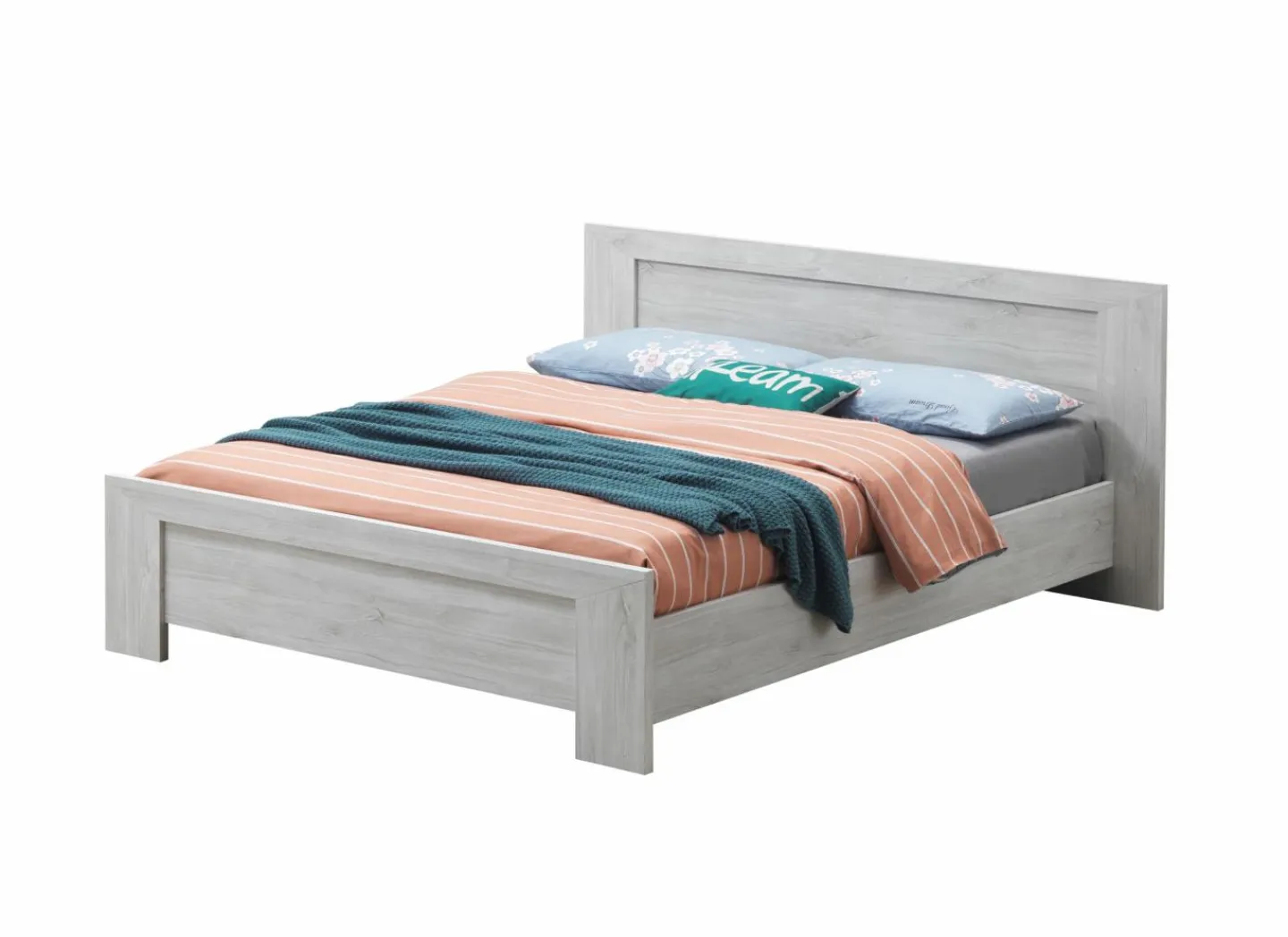 Bed Elvis 160x200cm - decor - witte eik- Tweepersoonsbedden