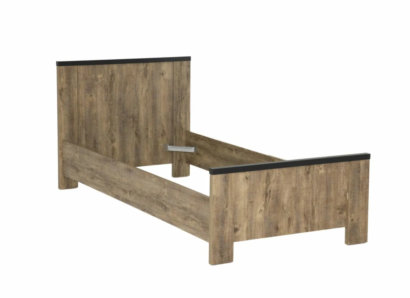 Eenpersoonsbedden|Eenpersoonsbedden|Bed Esra 90x200cm - decor - industrial oak & black concrete