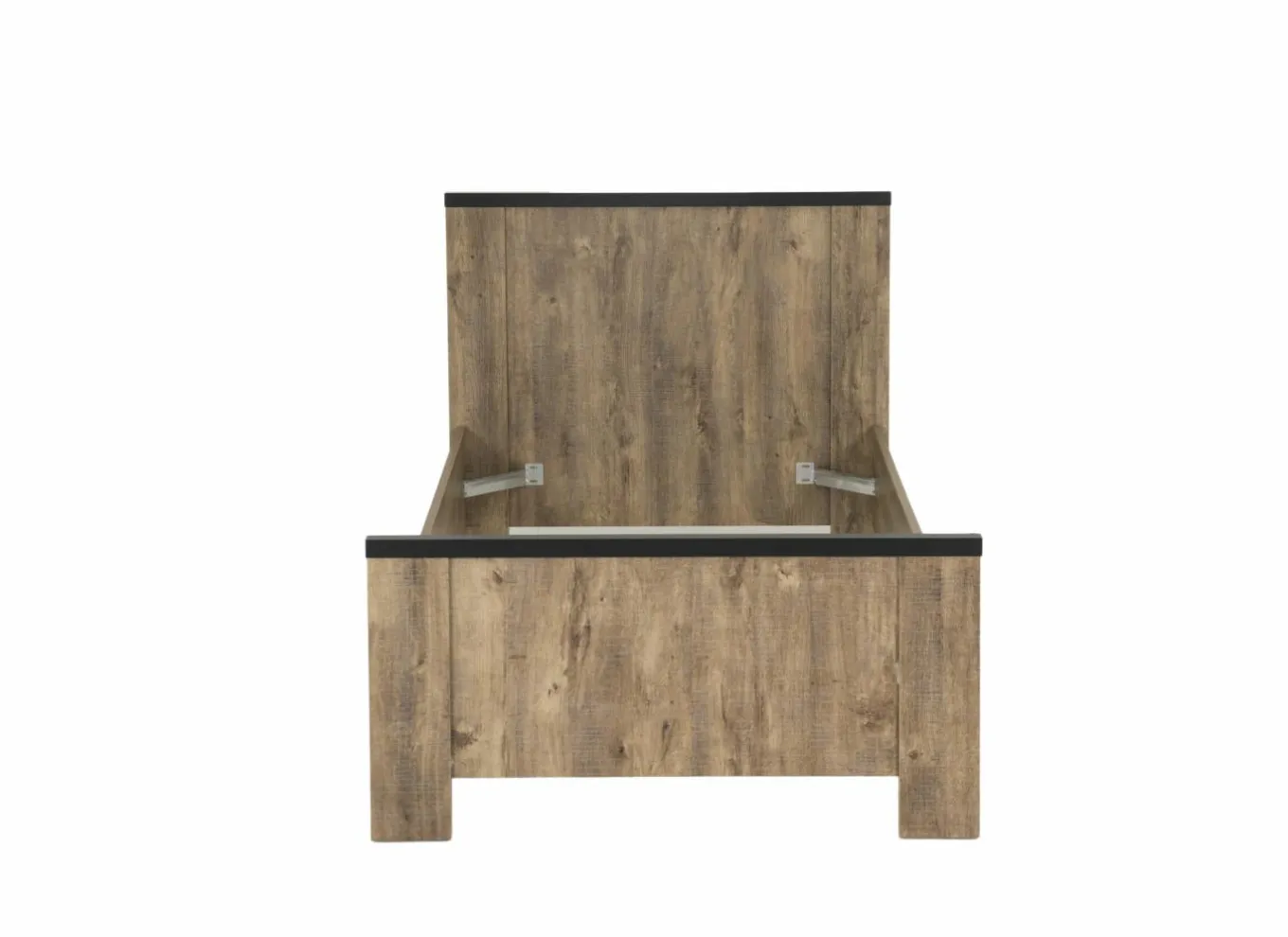 Eenpersoonsbedden|Eenpersoonsbedden|Bed Esra 90x200cm - decor - industrial oak & black concrete