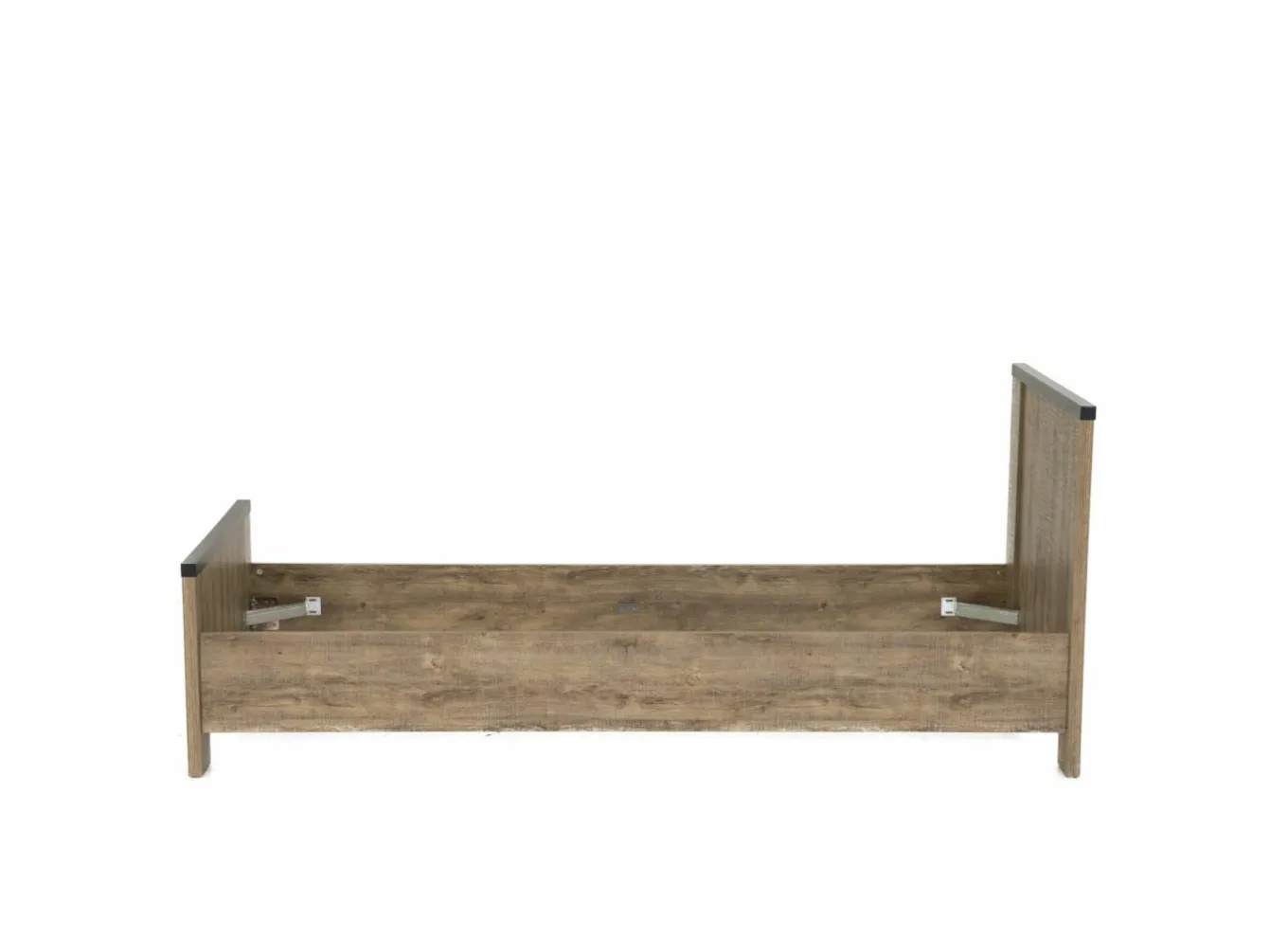 Eenpersoonsbedden|Eenpersoonsbedden|Bed Esra 90x200cm - decor - industrial oak & black concrete