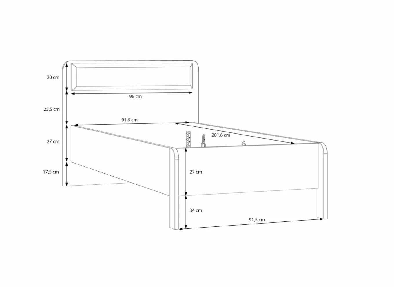 Eenpersoonsbedden|Eenpersoonsbedden|Bed Hoa 90x200cm - decor - mauvella eik & groen