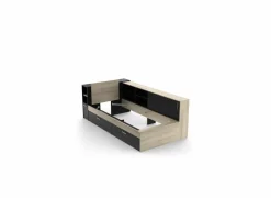 Bed Life 90x190/200cm - decor - kronberg eik & zwart met opbergruimte- Eenpersoonsbedden|Eenpersoonsbedden