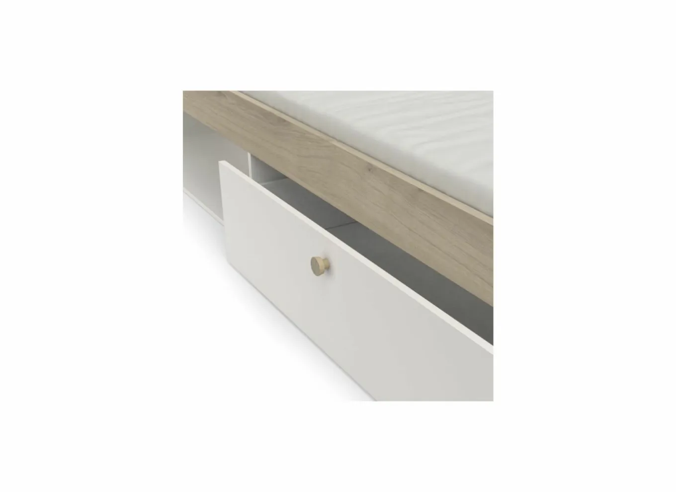 Eenpersoonsbedden|Eenpersoonsbedden|Bed Life 90x190/200cm - decor - kronberg eik & wit met opbergruimte