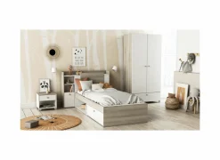 Eenpersoonsbedden|Eenpersoonsbedden|Bed Life 90x190/200cm - decor - kronberg eik & wit met opbergruimte