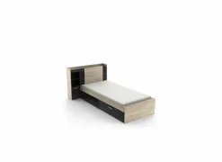 Bed Life 90x190/200cm - decor - kronberg eik & zwart met opbergruimte- Eenpersoonsbedden|Eenpersoonsbedden