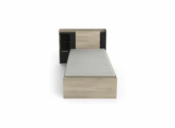 Bed Life 90x190/200cm - decor - kronberg eik & zwart met opbergruimte- Eenpersoonsbedden|Eenpersoonsbedden