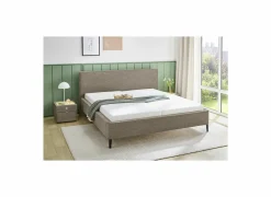 Bed Lisa 140x200cm - stof - bruin- Compleet Bed|Tweepersoonsbedden