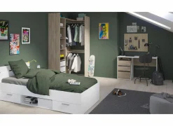 Eenpersoonsbedden|Eenpersoonsbedden|Bed Michigan 90x200cm - decor - wit met opbergruimte