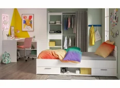 Eenpersoonsbedden|Eenpersoonsbedden|Bed Michigan 90x200cm - decor - wit met opbergruimte