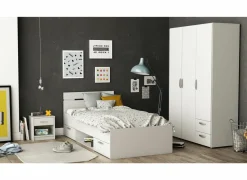 Eenpersoonsbedden|Eenpersoonsbedden|Bed Michigan 90x200cm - decor - wit met opbergruimte