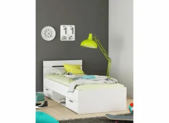 Eenpersoonsbedden|Eenpersoonsbedden|Bed Michigan 90x200cm - decor - wit met opbergruimte