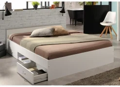 Bed Nashville 140x200cm - decor - wit met opbergruimte- Tweepersoonsbedden