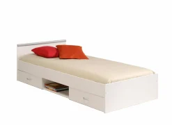 Bed Nashville 90x200cm - decor - wit met opbergruimte- Eenpersoonsbedden|Eenpersoonsbedden