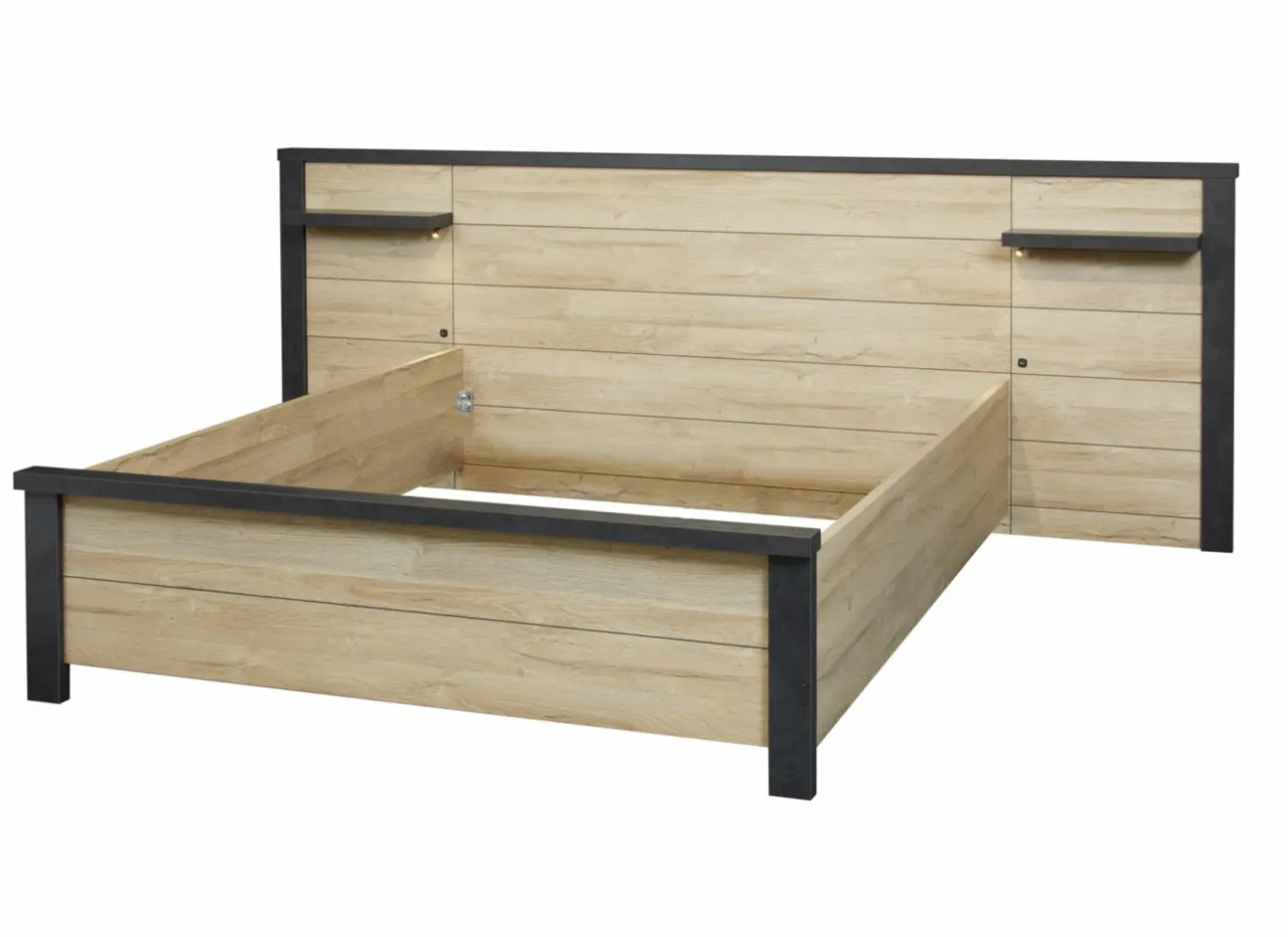 Tweepersoonsbedden|Bed 140x200cm - decor - Franse eik & nox met zijwanden