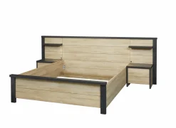 Tweepersoonsbedden|Bed 140x200cm - decor - Franse eik & nox met zijwanden