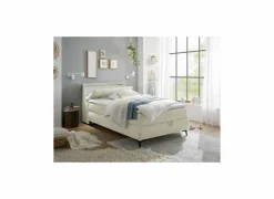 Bedbox Atlantis 120x200cm - stof - ivoor met opbergruimte- Compleet Bed|Boxsprings