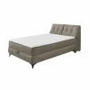 Compleet Bed|Boxsprings|Bedbox Atlantis 140x200cm - stof - espresso met opbergruimte