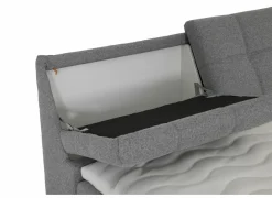 Compleet Bed|Boxsprings|Bedbox Atlantis 180x200cm - stof - grijs met opbergruimte