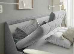 Compleet Bed|Boxsprings|Bedbox Atlantis 160x200cm - stof - grijs met opbergruimte